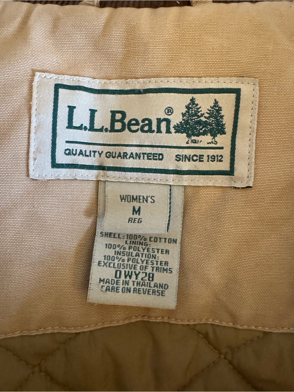 L.L. Bean Women's Khaki Barn Coat with Brown Corduroy Collar - Picture 8 of 10